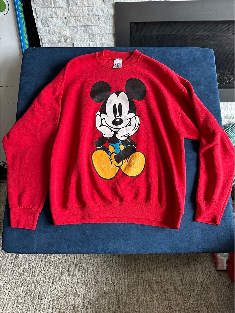 Vintage Disney Mickey Mouse Double-Sided Graphic Crewneck Sweatshirt Red Size XL